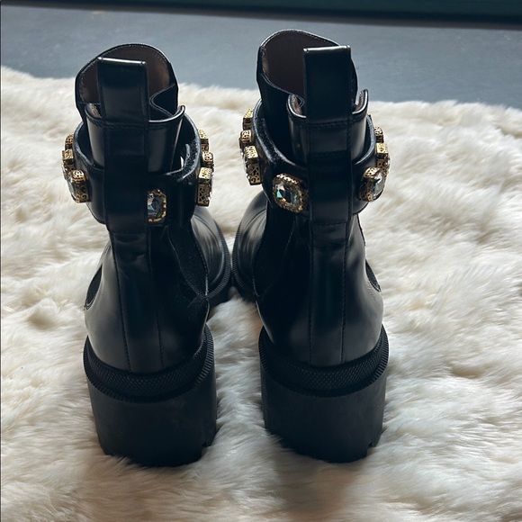 Gucci Black Ankle Boots with Gold Detailing